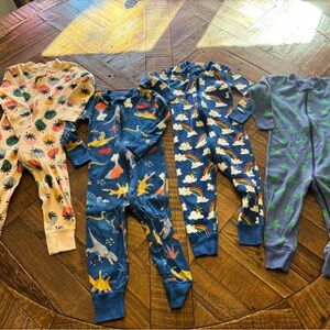 Hanna Andersson Kids Pajama Set of 4 Dinosaur, frogand Nature Prints 2T